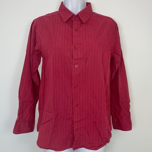 Arrow Womens L Shirt Red Maroon Long Sleeve Career Work Button Up - Picture 2 of 9